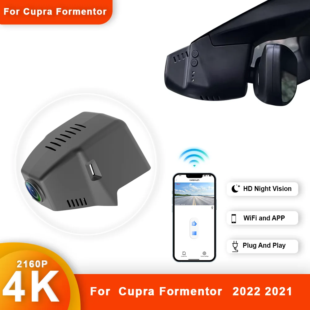 For Cupra Formentor 2022 2021 Front and Rear 4K Dash Cam for Car Camera Recorder Dashcam WIFI Car Dvr Recording Devices