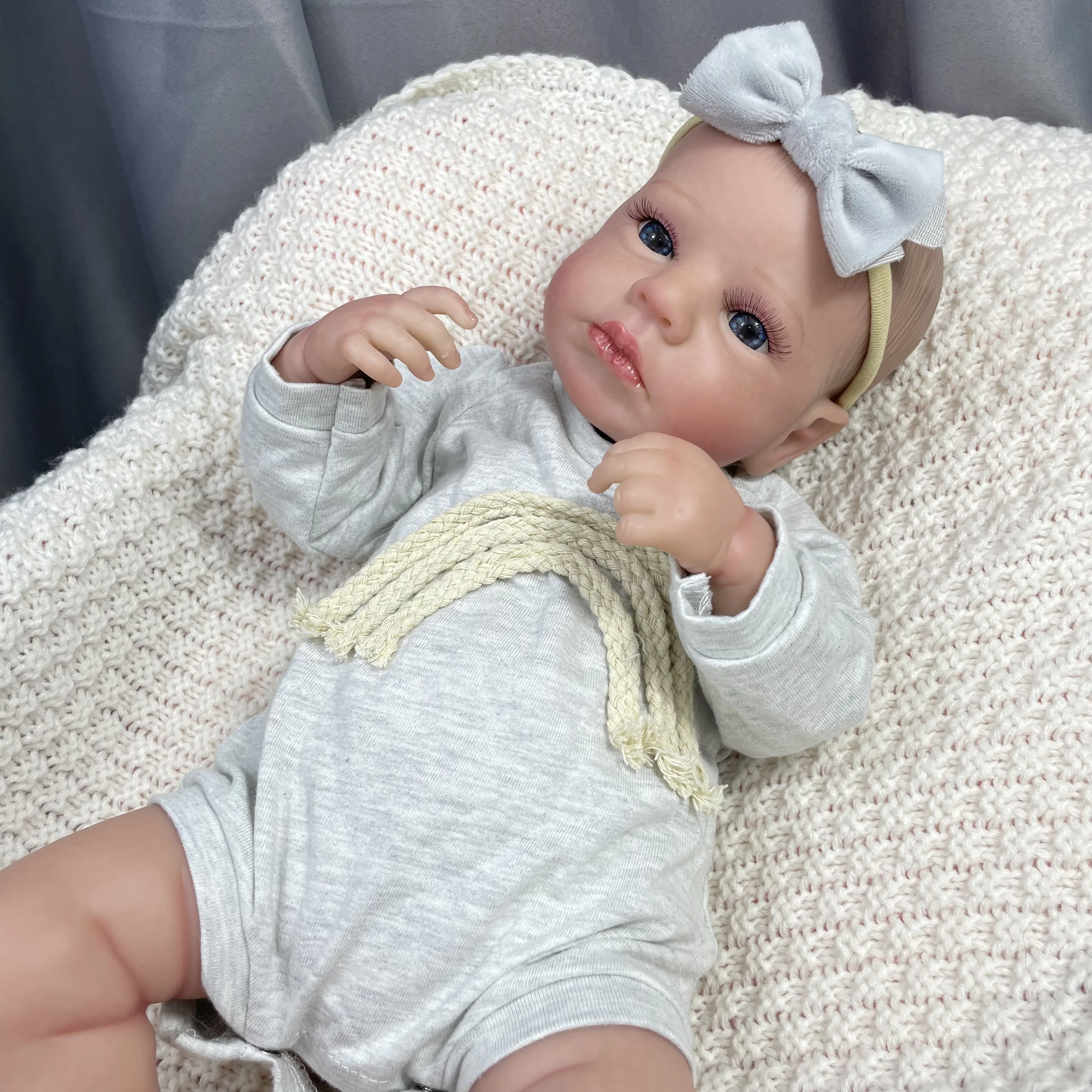 50CM Finished Reborn Baby Dolls LouLou Awake Twins Girl Lifelike Silicone Vinyl Newborn 3D Skin Visible Veins DIY Toys For Girls