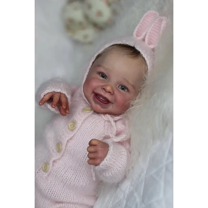 19inch Reborn Dolls Harper Smile Baby Soft Body Real 2025 Picture Lifelike Handmade with Genesis 3D Skin Paint new Silicone Baby Doll
