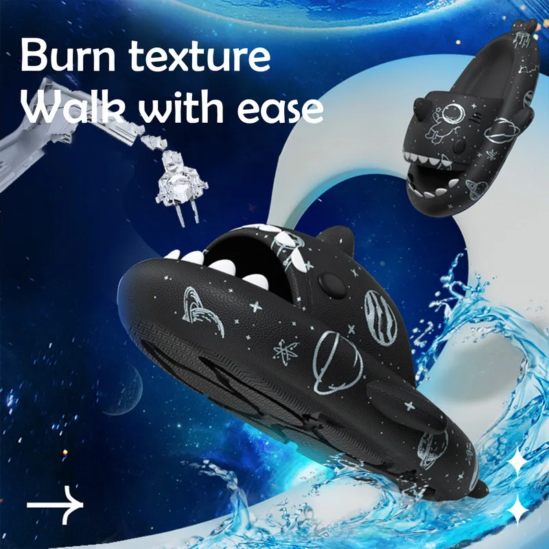 Cyberpunk Shark Slippers Women Men Indoor Bathroom Anti-Slip Couples Summer Shoes Soft Eva Beach Flops Platform Slides