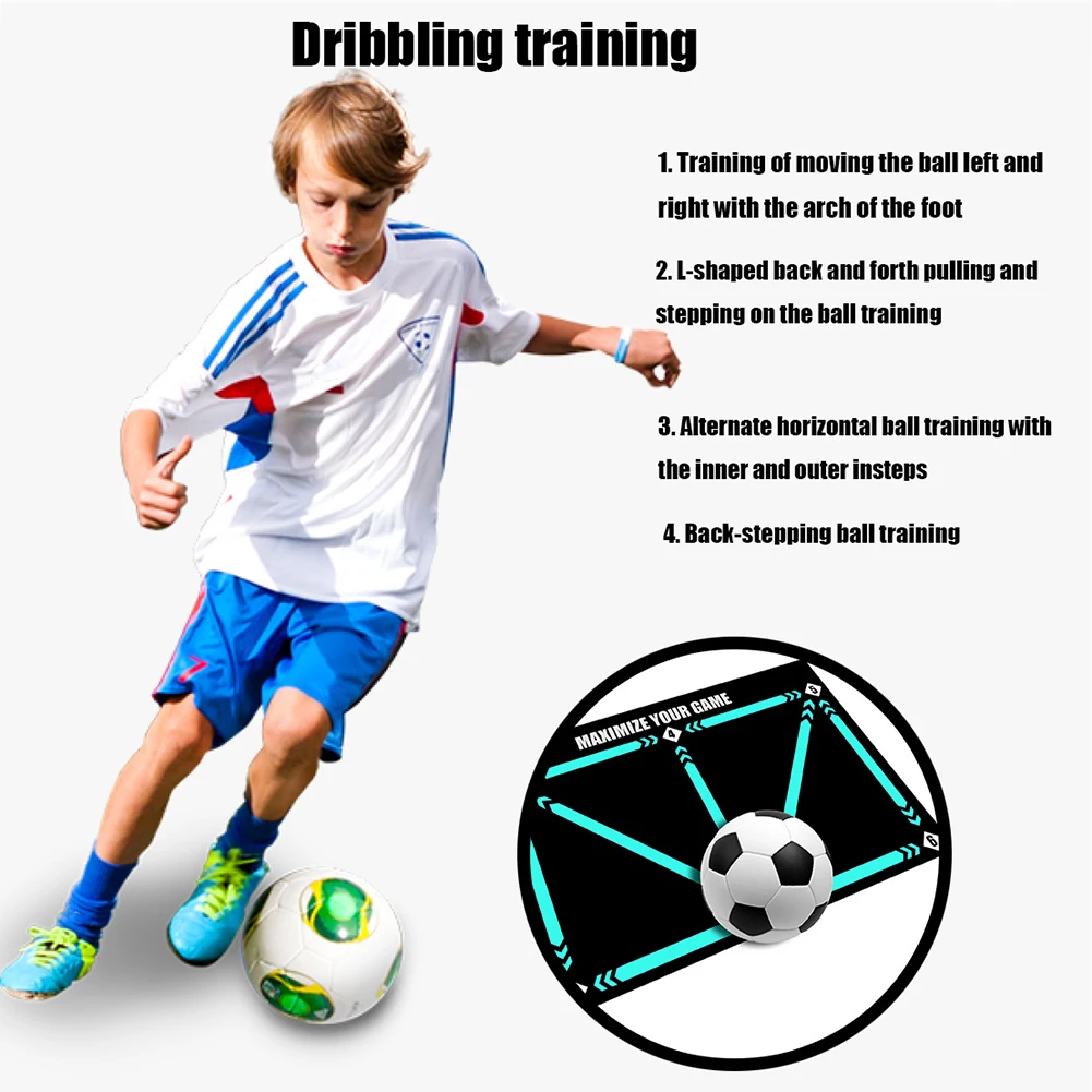 Football Training Mat Kids Adult Dribble Training Mat Carpet Soccer Basketball Training Mat Training Footstep for Indoor Ourdoor