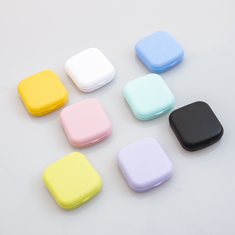 Candy Solid Colored Portable Cute Contact Lenses Box Lens Case for Eyes Care Kit Glasses Case Holder Container Women Gift