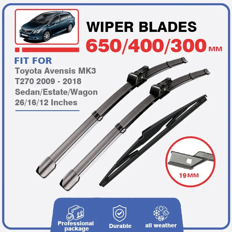 Wiper Toyota Blades For Avensis T27 3 2009 - 2018 Front Rear Wiper Car Windshield Windows Cutter Windscreen Brushes Hatchback - smile - -