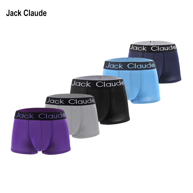 JACK CLAUDE 5pcs Men Underwear BoxerShorts Solid Sexy Lingerie Boxer Briefs Wholesale Lots Panties Majtki Meskie Underpants