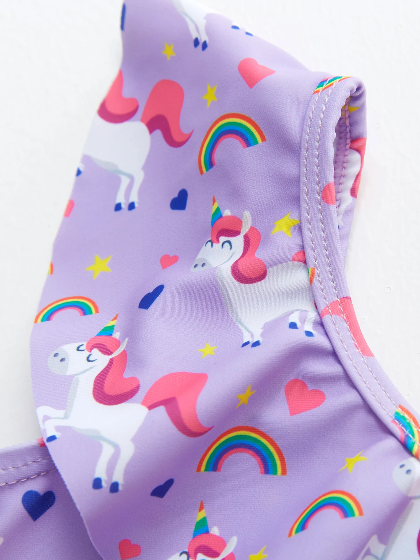 Girl's Bikini Swimsuit One-Shoulder Design Lovely Flamingo Unicorn Summer Bathing Suits