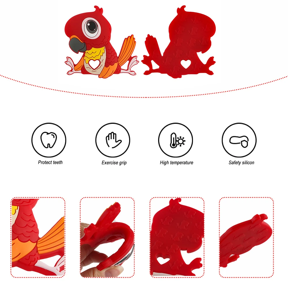 Sunrony Peacock Parrot Silicone Bead Silicone Pacifier Clip Food Grade Baby DIY Pacifier Chain Necklace Jewelry Accessories