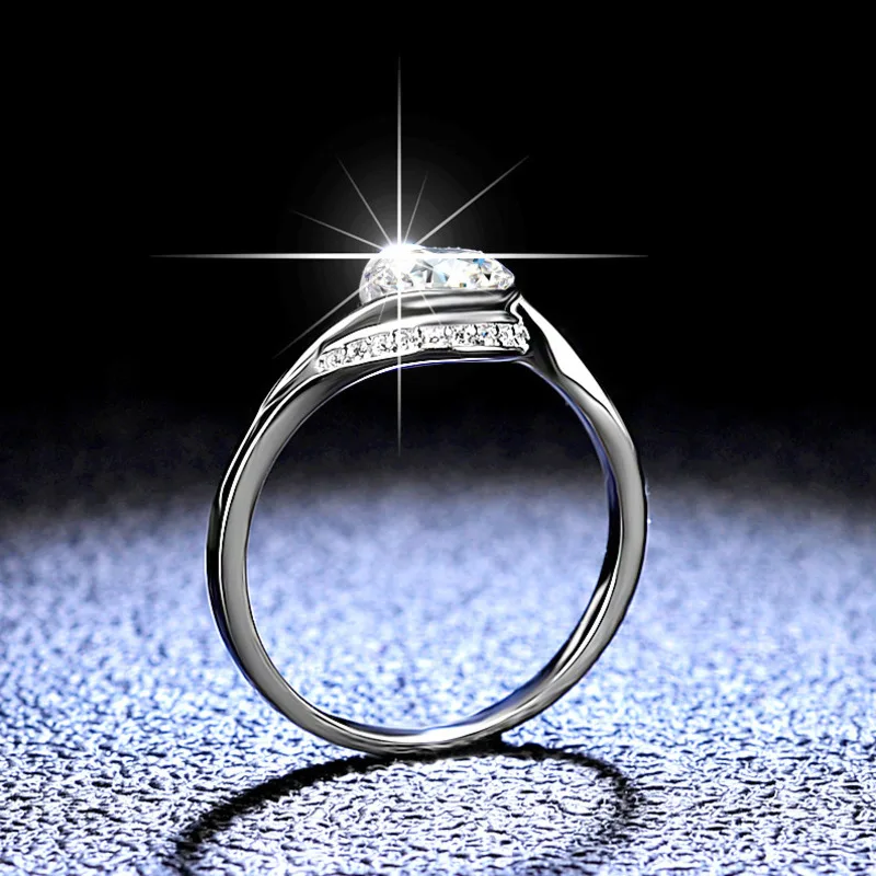 JoyceJelly 1CT Moissanite Rings 925 Sterling Silver Diamond Jewelry For Women GRA Certified VVS1 D-color Round Cut Wedding Bands