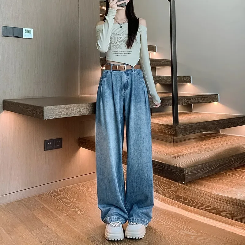 Baggy Jeans Women 2023 Women's Pants Blue Vintage Jeans Woman High Waist Streetwear Female Straight Leg Jeans Y2k Korean Fashion