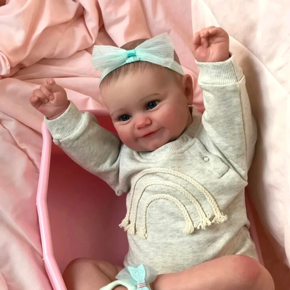 50CM Reborn Baby Dolls Maddie Smile Girl Lifelike Silicone Vinyl Newborn 3D Skin Visible Veins DIY Toys Christmas Gift For Girls