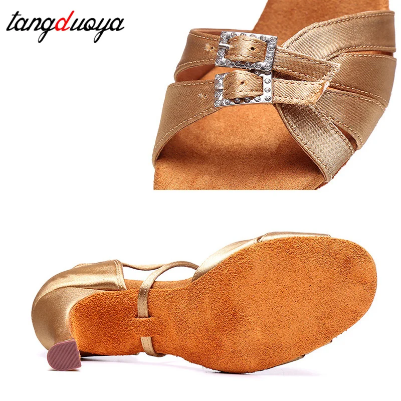 Satin Ballroom Women Latin Dance Shoes Modern Pole Dance Shoes Salsa Tango High Heel Adjustable Latin Shoes new 2025 For Girls Ladies