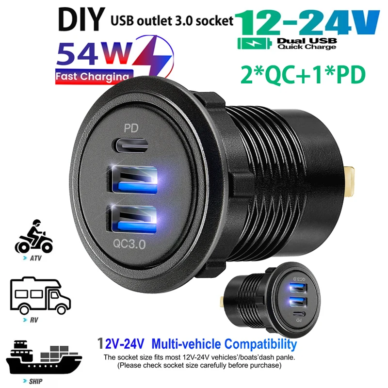 Toyota usb c car charger socket 2025 High Quality Universal Car Charger USB Vehicle DC12V-24V new for Voo v50 xc90 v70