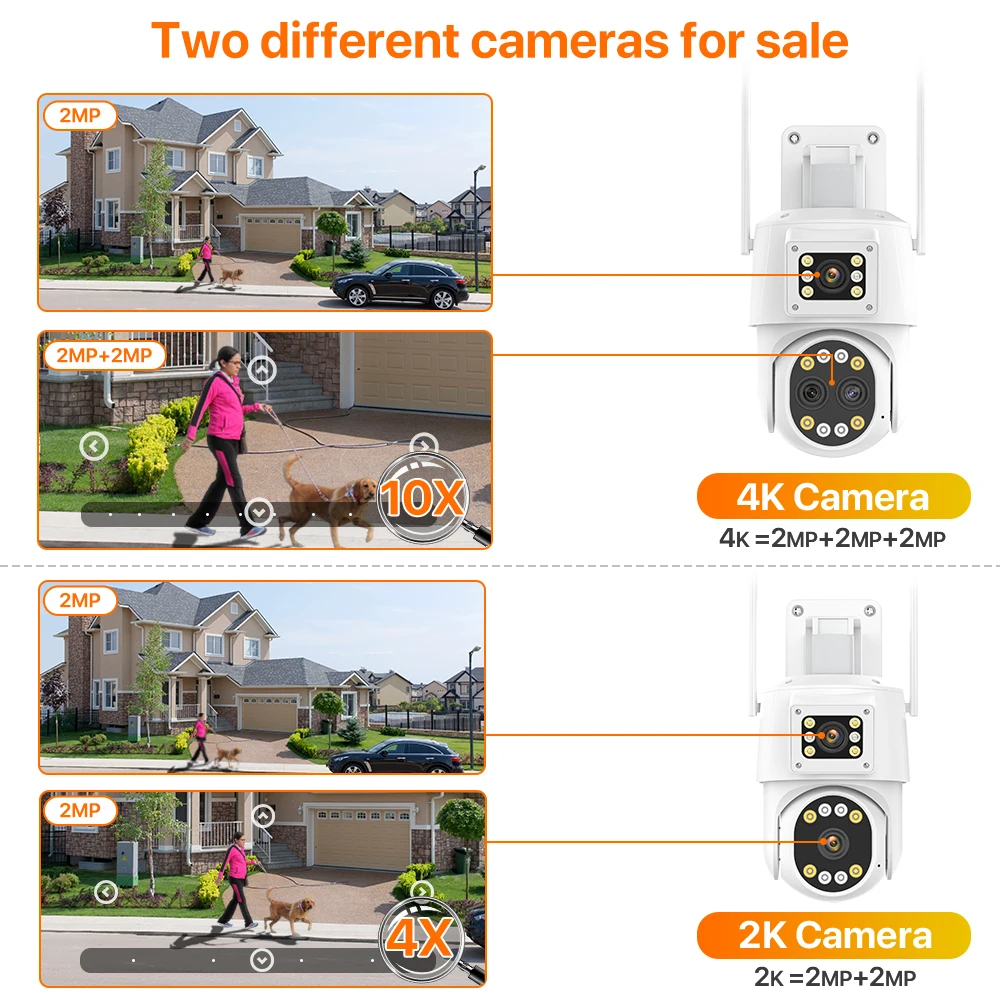 IP Camera With 4G Sim Card 4K 6MP HD Wifi PTZ Camera Outdoor 10X Zoom Dual Lens Video Surveillance Security Camera Camhi Pro