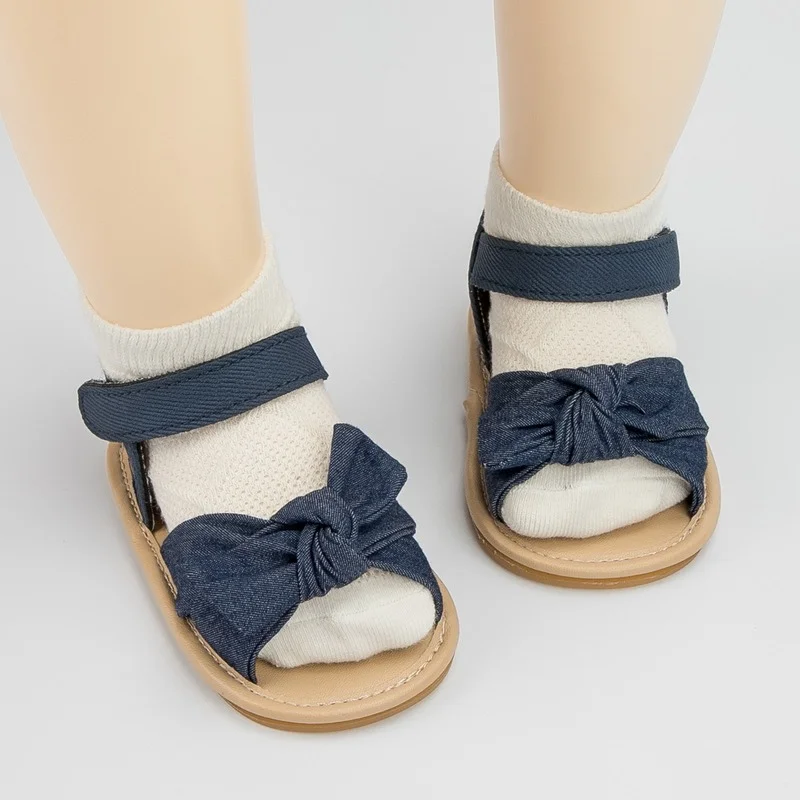 Summer Baby Sandals Baby Boy Girl Shoes Solid Shoes Anti-slip Soft Newborns Bow Classic new 2025 First Walkers Infant Crib Shoes