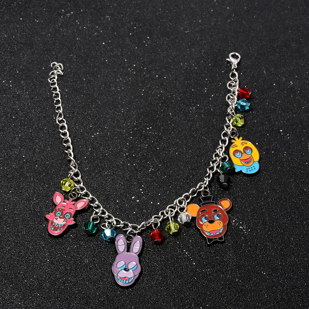 Anime Game FNAF Figures Freddy Charms Bracelet Foxy Bonnie Figure Pendant Bangles Bracelets For Women Men Jewelry Collection