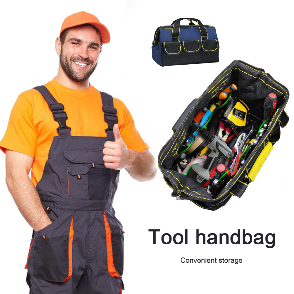 Electrician Tool Bag with Reflective Strip Wear-resistant Multi-Pocket Bags 1680D Oxford Cloth Waterproof Electrician Hand Bag