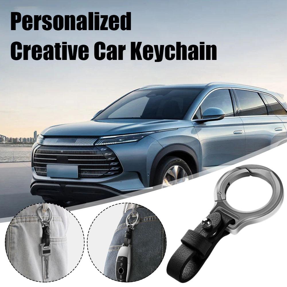 Keychain Alloy with Car Zinc Leather Buckle Creative Anti Loss Keychain Pendant for Hanging Keys and Pendants smile
