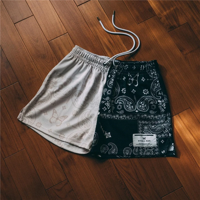 2023 Ryoko Rain New Mesh Shorts Mens Trend Paisley Print Shorts Gym Basketball Shorts Men Workout Running Short Pants Men Shorts smile