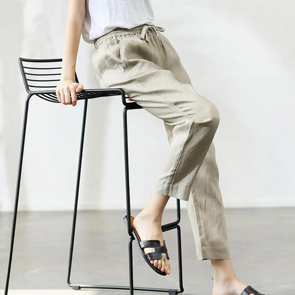 Mid-Rise Trendy Elastic new Waist Ninth Casual Pants Lightweight 2025 Casual Pants Drawstring elastic waist home