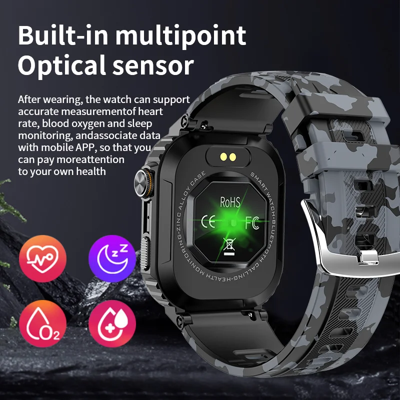 New Men's Smart Watch Bluetooth Call AI Voice Assistant Heart Rate Blood Oxygen Health Monitoring Sports Waterproof Smart Watc
