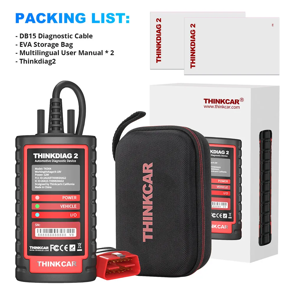 THINKCAR ThinkDiag 2 All System Full Software OBD2 Diagnostic Tool CANFD Protocol Free 15 Reset Active Test ECU Coding Scanner