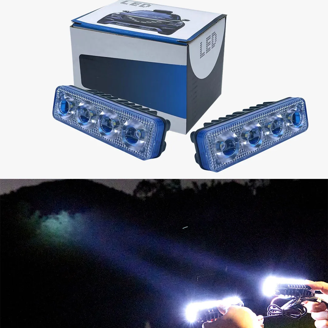 Pcs Strobe Flash LED V Daytime Running Lights Flexible Waterproof DRL Driving Fog Lamps Signal Light