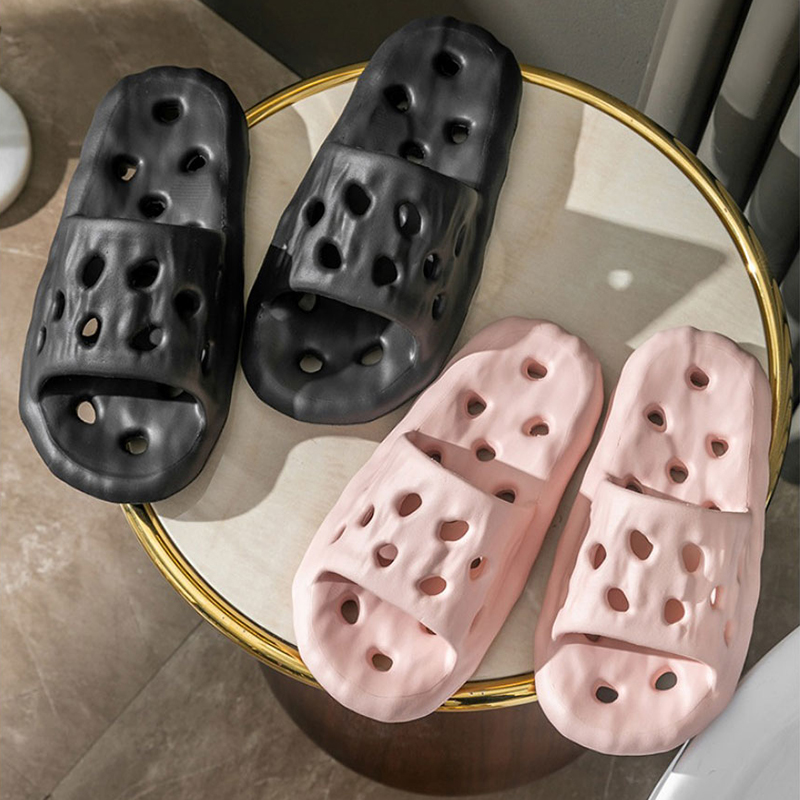 Japanese Comfortable Couples Home Slippers Women Men'S Shoes Summer Indoor Bathroom Bath Hole Non-Slip Hotel Soft-Soled Sandals 65ae