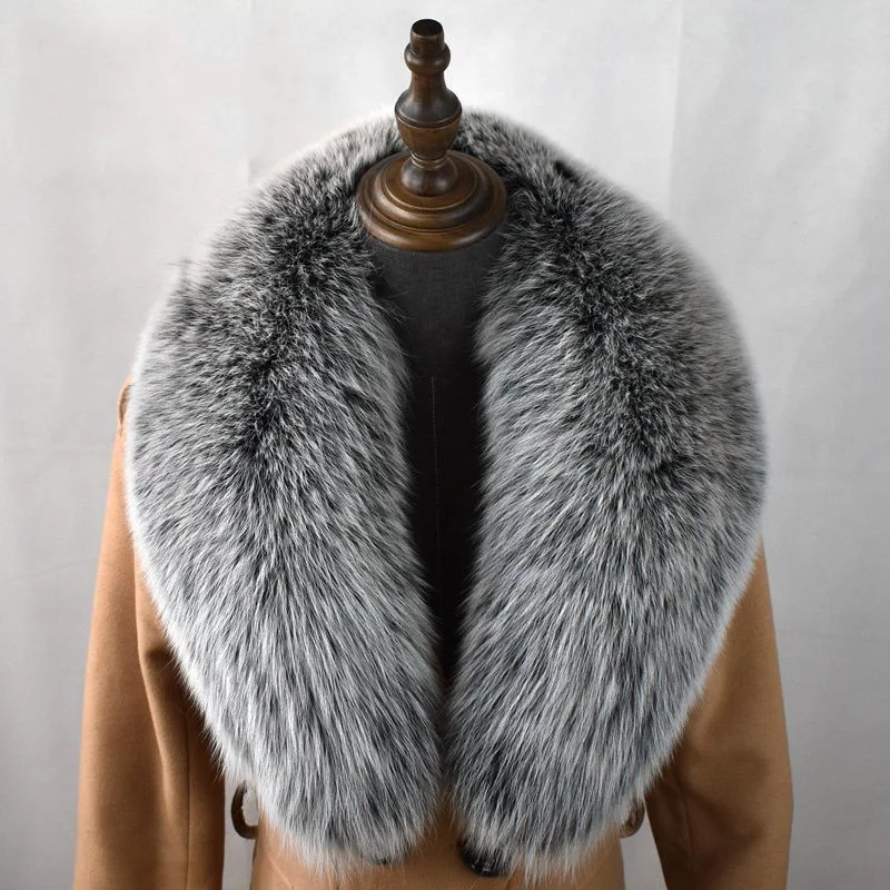 100% Natural Real Fox Fur Collar 2025 For Women And Men's Coat Jacket Fur Collar Extra Large Size new Neck Warmer Fur Scarf Shawls