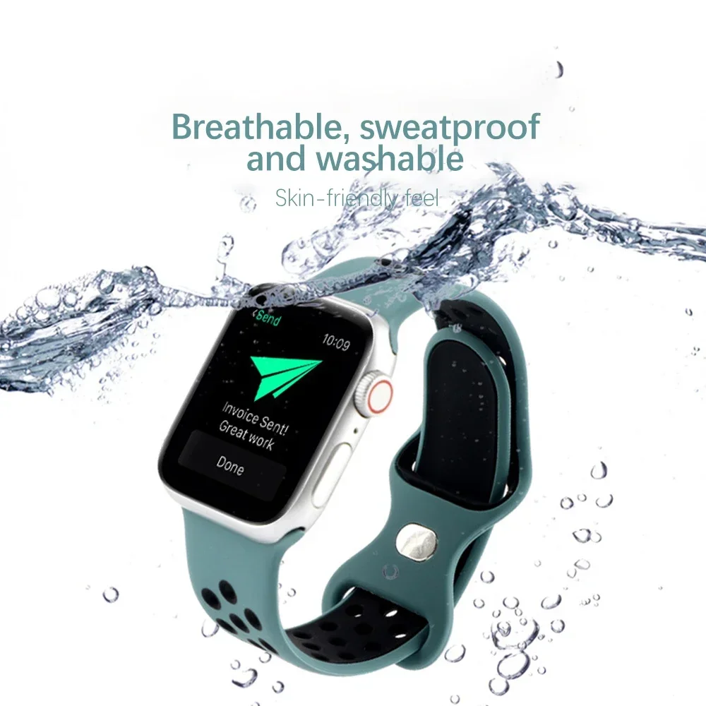 Silicone Strap for Apple Watch Band Ultra2 49mm Series 9 8 7 41mm 45mm 38mm 42mm Sport Bracelet IWatch 7 6 SE 5 4 3 44mm 40mm