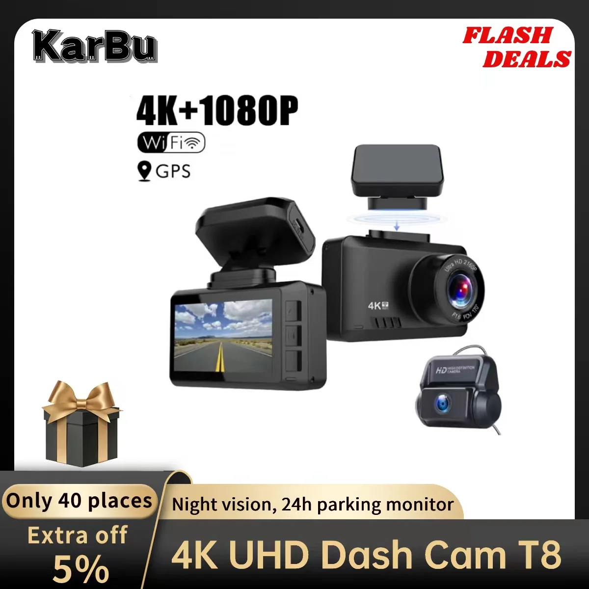 Dashcam 4K GPS WIFI 24h Parking new Monitor Dash Cam For Car 2025 Camera Front And Rear Dual Dvrs Per Auto Kamera Samochodowa Rejestrator