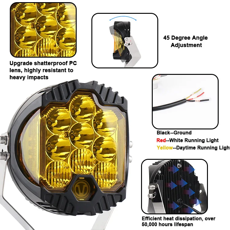 LED nebel fahr licht 7 inch 90w 3000K 4300K gelb off road spot licht 4x4 SUV