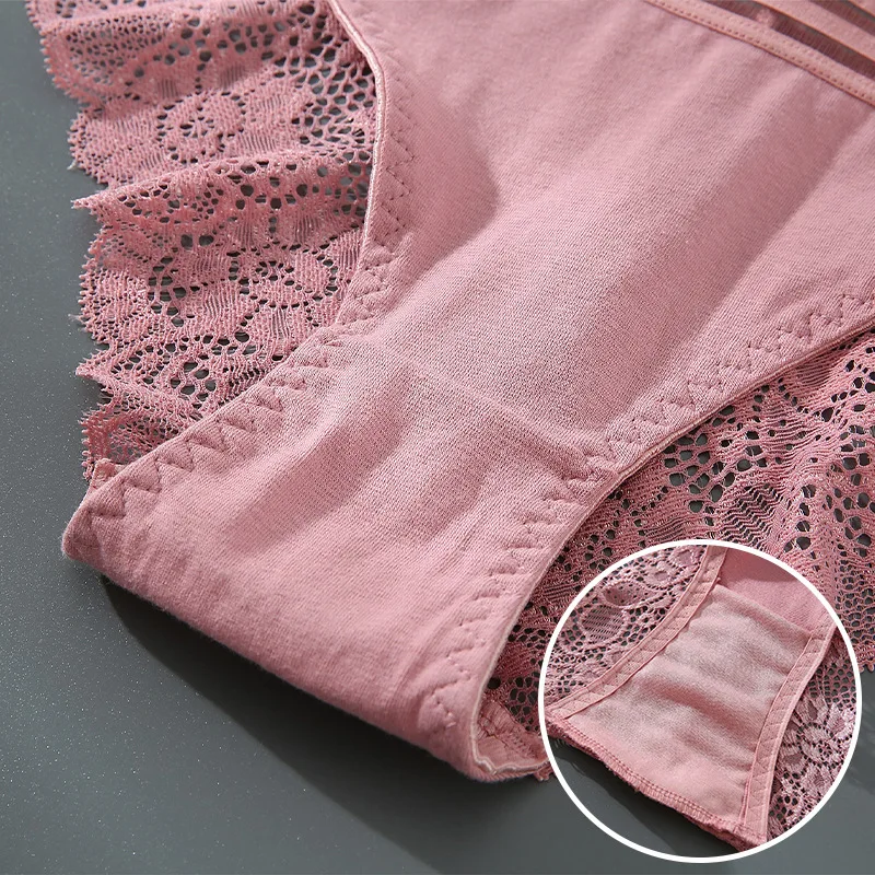 3PCS S-4XL 2025 new Women Panties Sexy Lace Briefs Solid Underwear Ladies Underpants High Waist Panties Transparent Intimates Lingerie