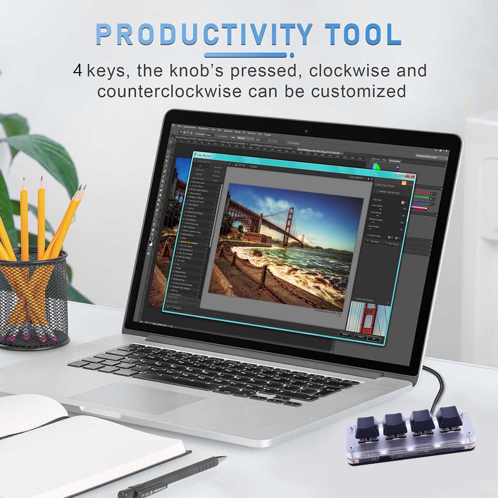 1 Knob/4 3 Key Key Programming ro Custom Knob Keyboard RGB Wired USB Mini Mechanical BT Keyboard Hotswap Mechanical ropad smile