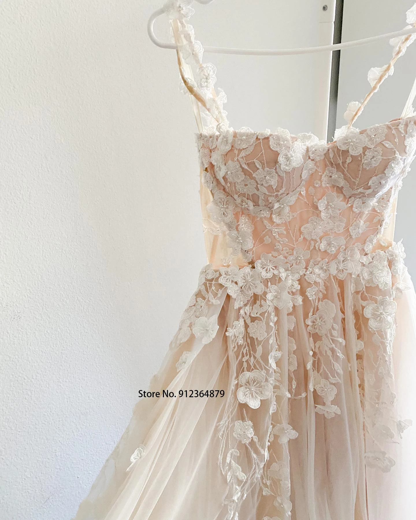 Elegant Two Straps 3d Flower Lace A Line Wedding Dresses Champagne Liner Tulle Appliques Formal Bridal Gowns Womens 2023