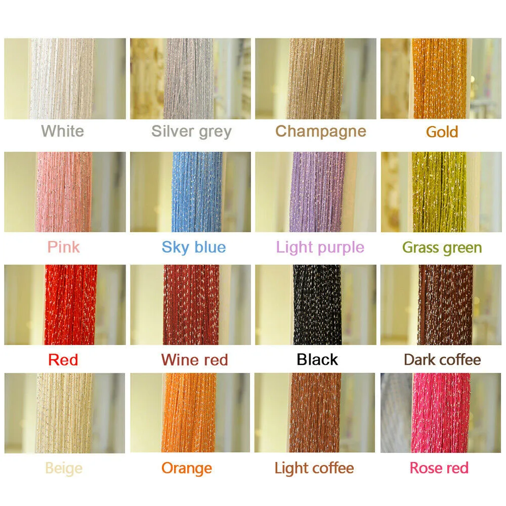 1 piece 100x200cm Glitter String Cheap Door Curtain Beads Room Dividers Beaded Fringe polyester fabric Window Panel 1x2m