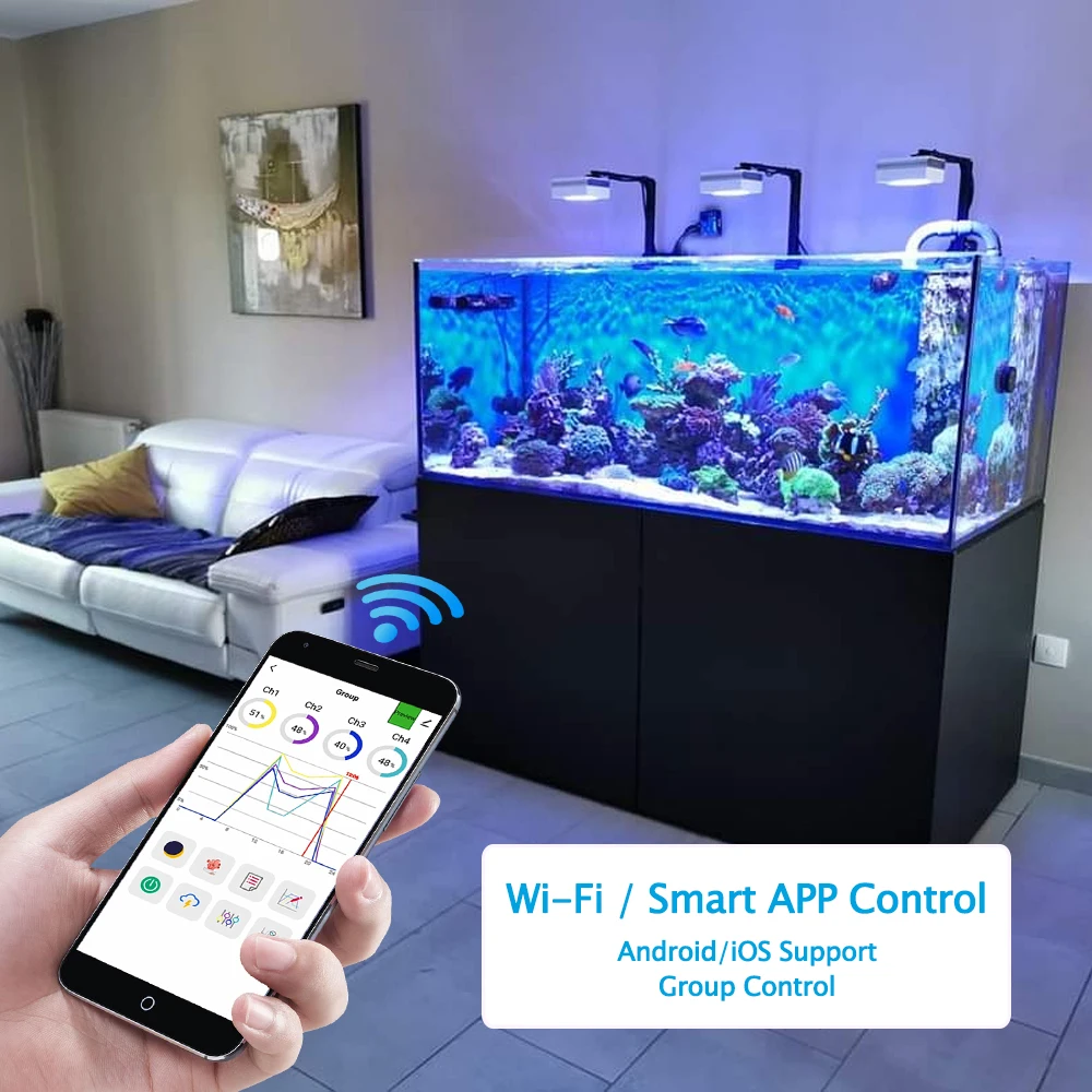 PopBloom RL90 WiFi new Led Aquarium 2025 Light Reef Light Aquarium Tank Saltwater Coral Reef Growing Seawater Marine Aquarium Tank Lamp