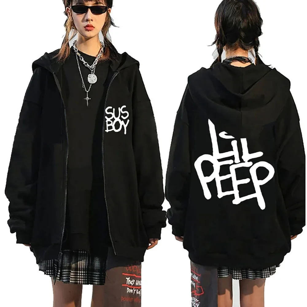 Rapper Lil Peep Hoodie Male Female Zipper Jackets Spring and Autumn Zip-up Jacket Thin Fleece Y2k Sweatshirts Streetwear Hoody