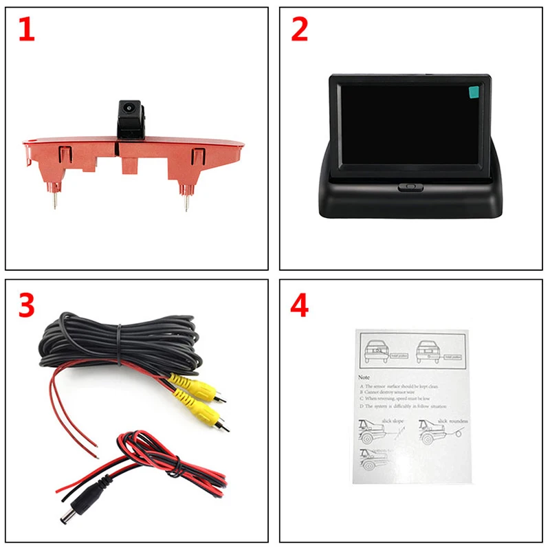 HD Waterproof Brake Light Reverse Camera With 4.3 Inch Car Display Screen For Citroen Berlingo Peugeot Partner II 2008-2016