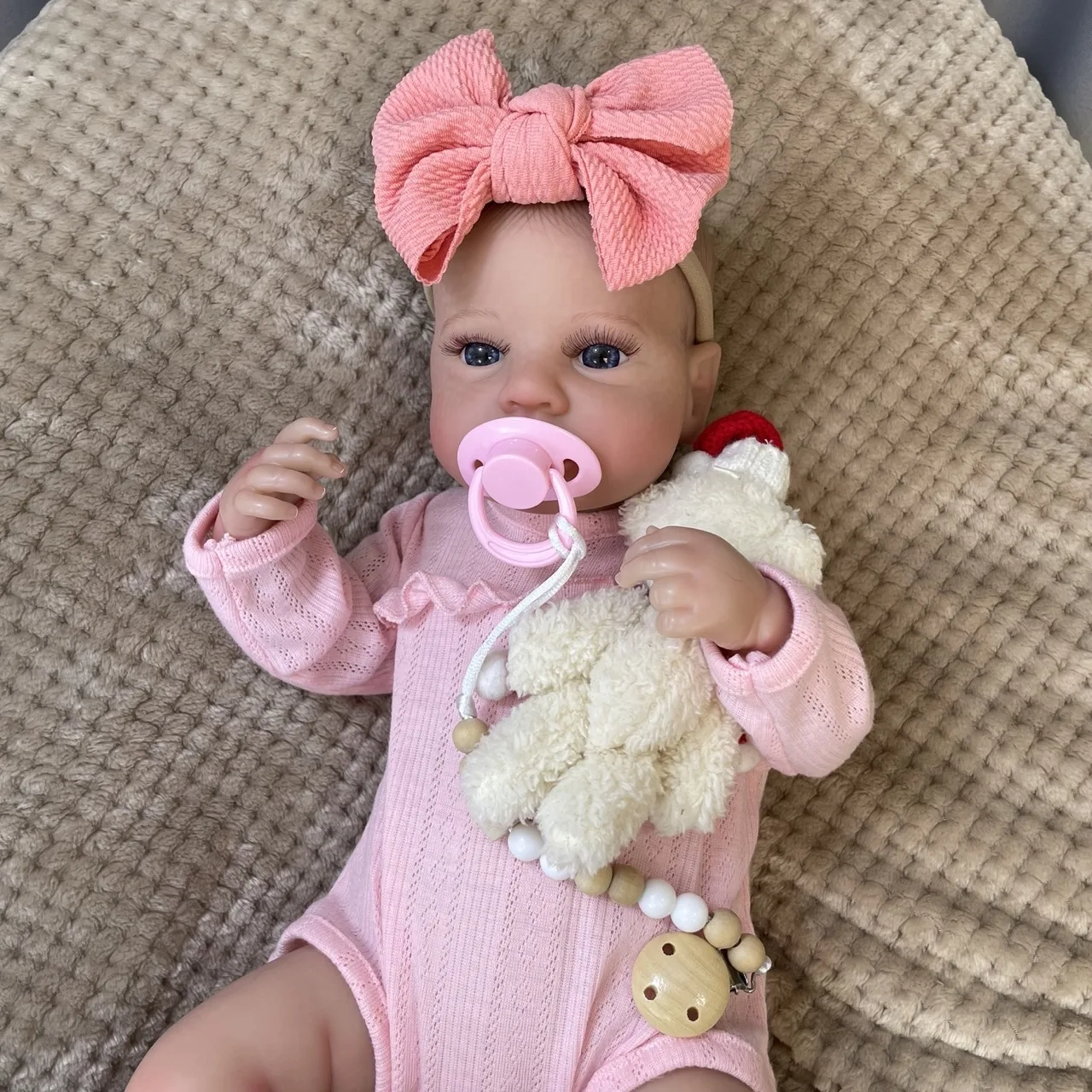 50CM Finished Reborn Baby Doll LouLou Awake Open Eyes Lifelike Newborn 3D Skin Handmade Toy Figure Birthday Gift For Girls