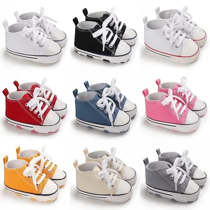2025 Baby Shoes Boys Baby Girls Canvas Classic Casual Sneakers Newborn Star First new Walker Infant Soft Sole Non-Slip Walking Shoes