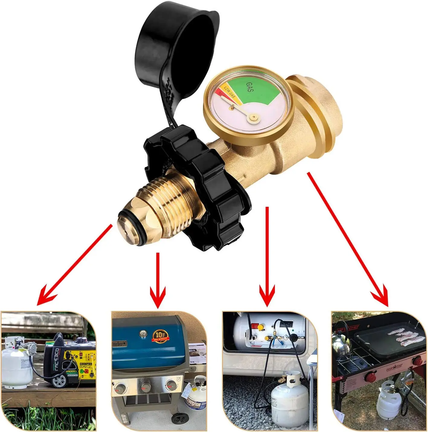 Pol Propane Gas Gauge Meter Tank Pressure Gauges Meter Gauge Manometer Fuel Built-In Leak Detector Pressure Gauge Connector