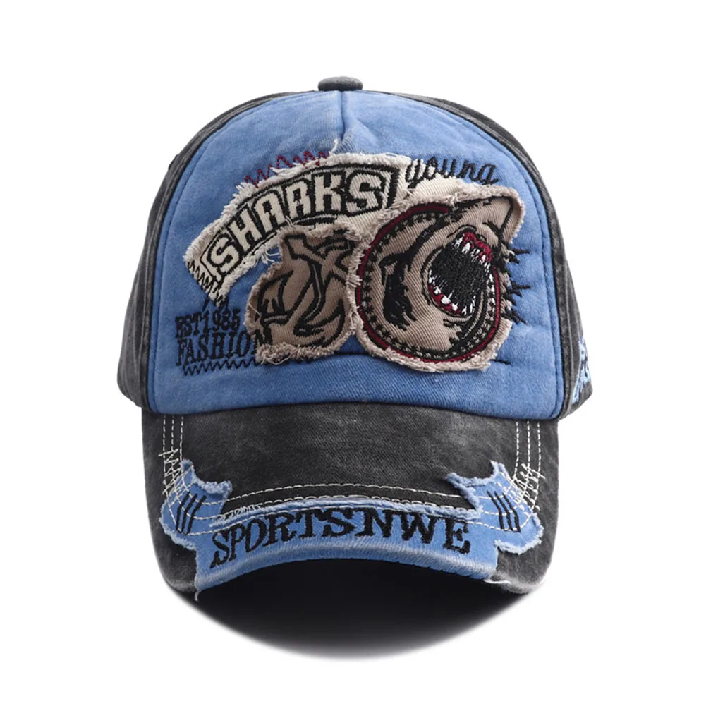 2023 New Designer Vintage Shark Hat Embroidery Snapback Baseball Cap Casquette Homme Hip Hop Casual Visor Hats for Women Men