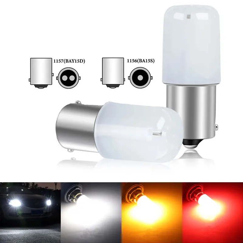 2pcs P21W Led 1156 BA15S 1157 BAY15D P21 5W R5W R10W Car Turn Signal Lights Reverse Lamp 12V White Red Yellow 18SMD 3030 Bulb
