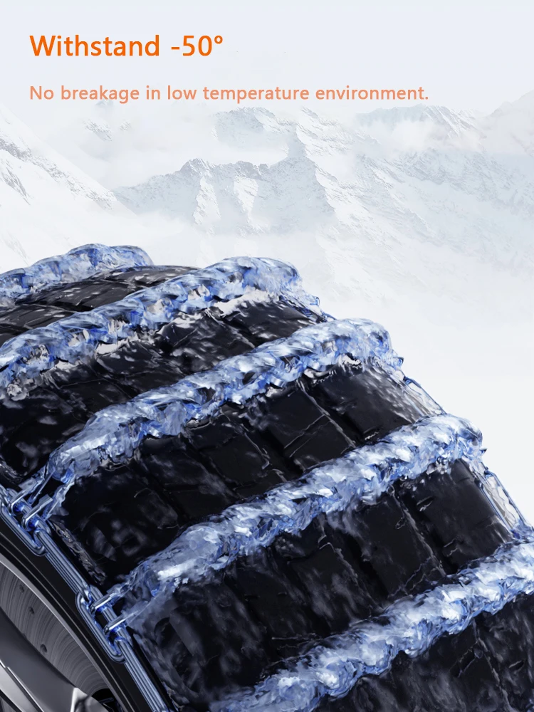 2Pcs Upgraded Manganese Steel Anti-skid Full Encirclement Snow Chain Car Winter Tyre Chains for Truck SUV Tire Accessories