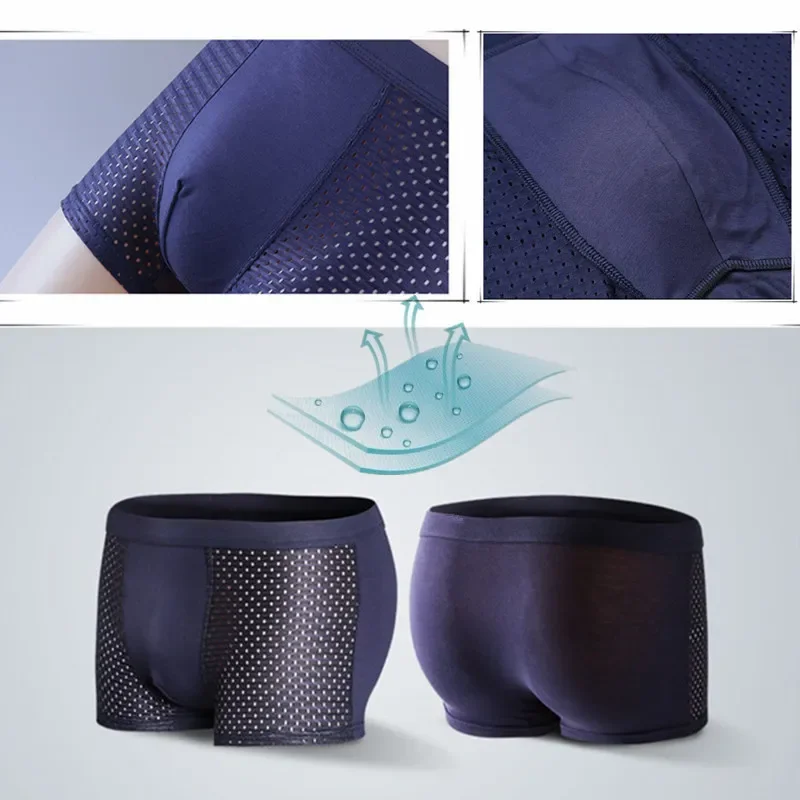 pc Men Panties Male Underpants Man Shorts Boxers Underwear Slip Homme Calzoncillos Bamboo Hole Breathable Large Size No Box