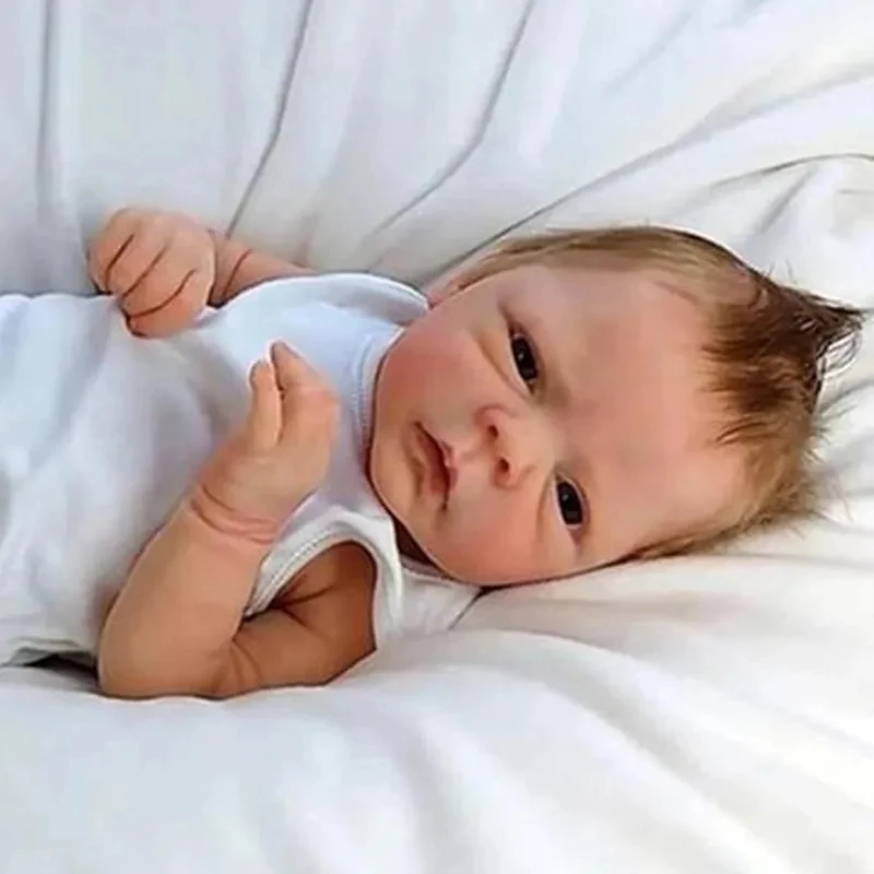 18inch Realistic Reborn Baby Dolls Blue Eyes Handmade Soft Boy full body vinyl baby Dolls High Quality bebe reborn Doll Gift