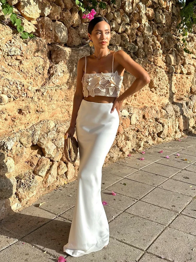 Suninheart 2025 Women Maxi White Maxi new Skirt Elegant High Quality Office Lady Satin Skirt with Lining Casual Summer Skirts New Arrival