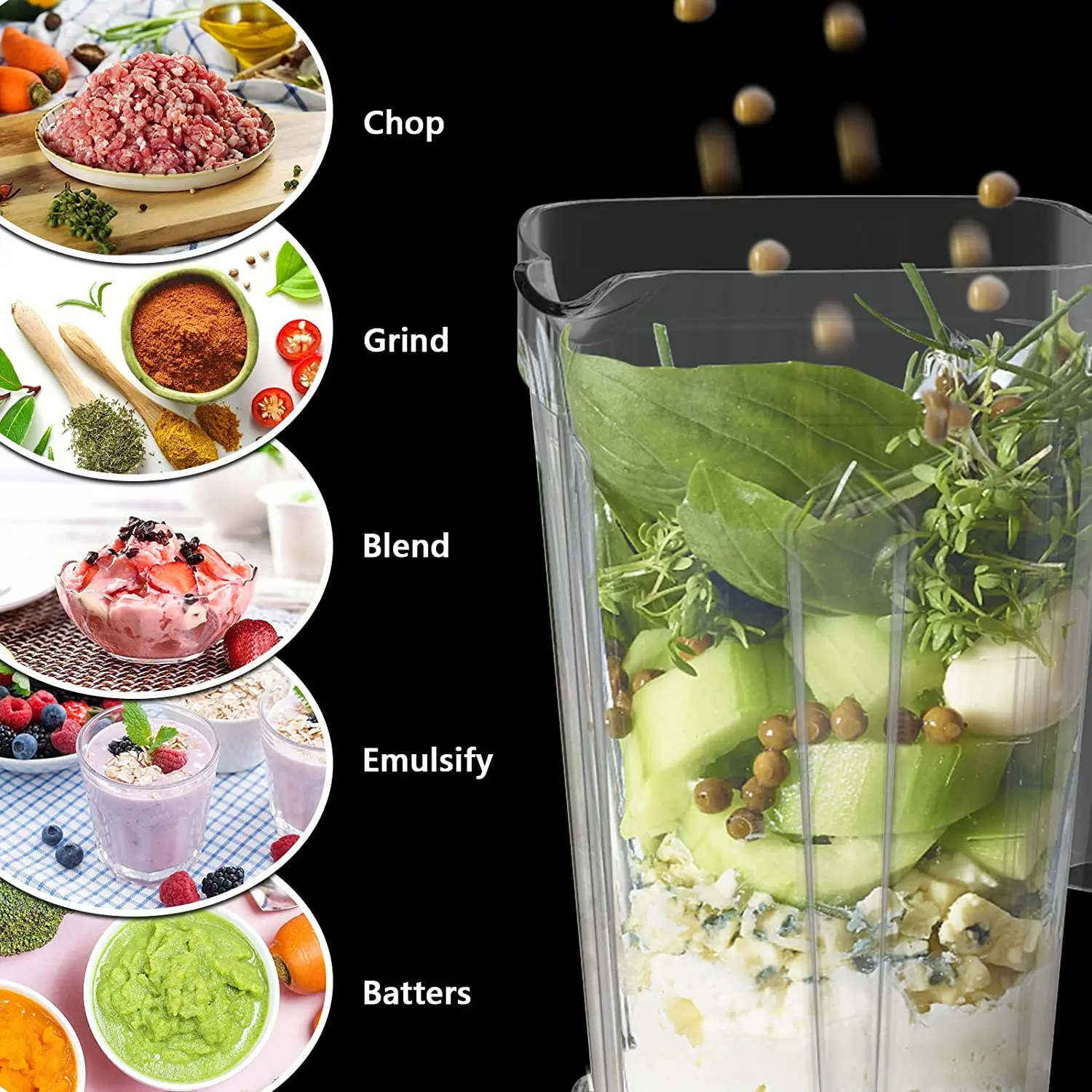 BioloMix Mini Pro 1800W Professional-Grade Smoothie Blender, 1.8L Container, Black/RED, Self-Cleaning