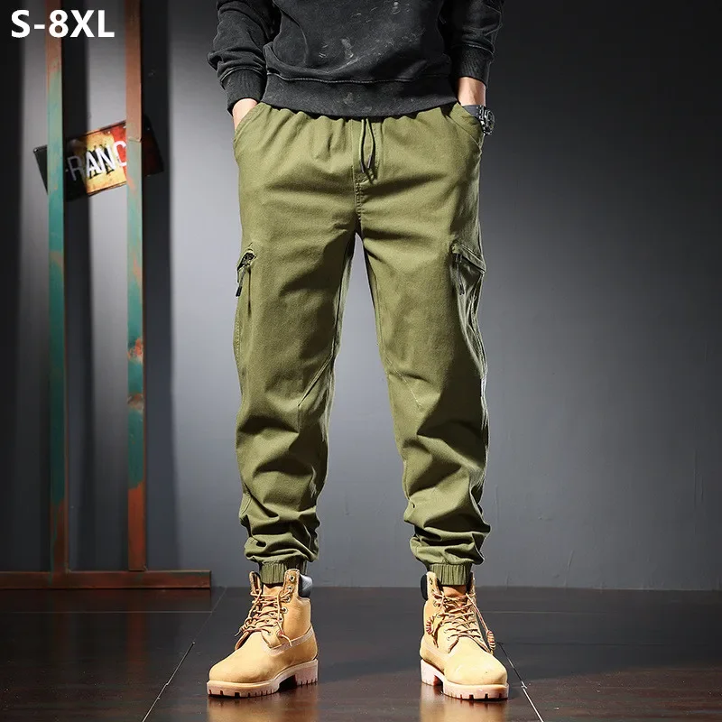 Army Cargo Pants Green Men Plus Size 5XL 6XL 7XL Loose Hombre Harem Stretched Sweatpants Camo Safari Black Ankle-Length Joggers smile