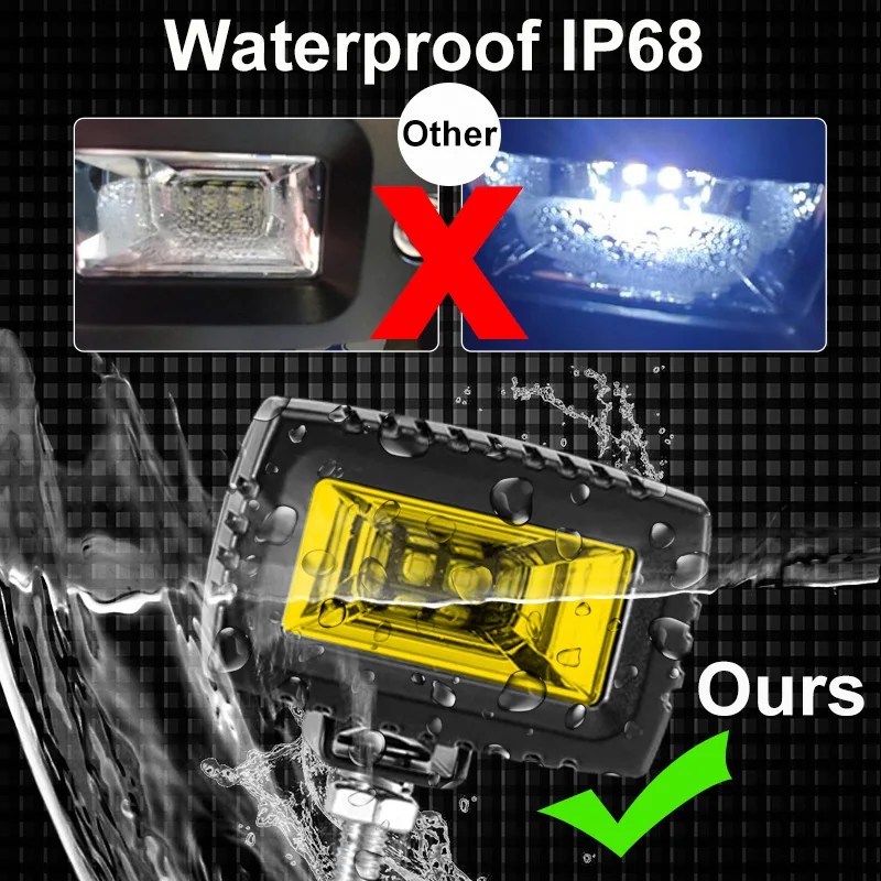 20W 40W Flood Led Work Light Car Bar Flush Mount Led Pods Lights Auxiliary Driving for 4x4 Offroad UTV ATV SUV RV Auto 12V 24V