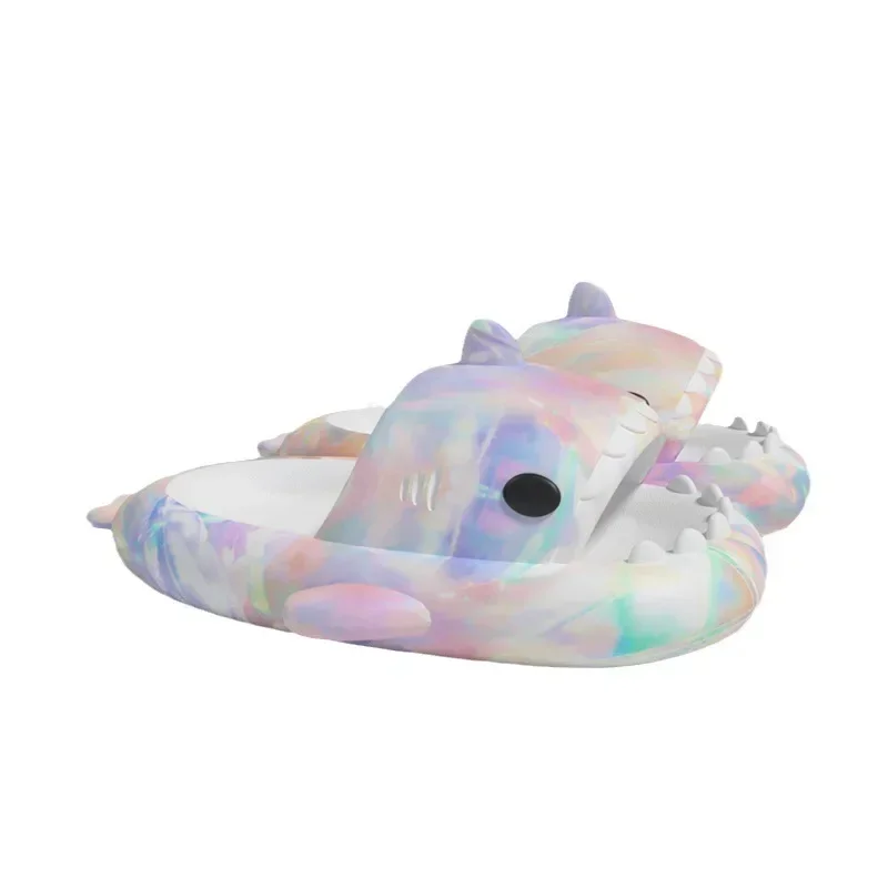 Summer Multicolor Shark Slippers Men Thick Bottom Slides Women Children's Shark Slippers Kids Parent-child Shoes Size15-47